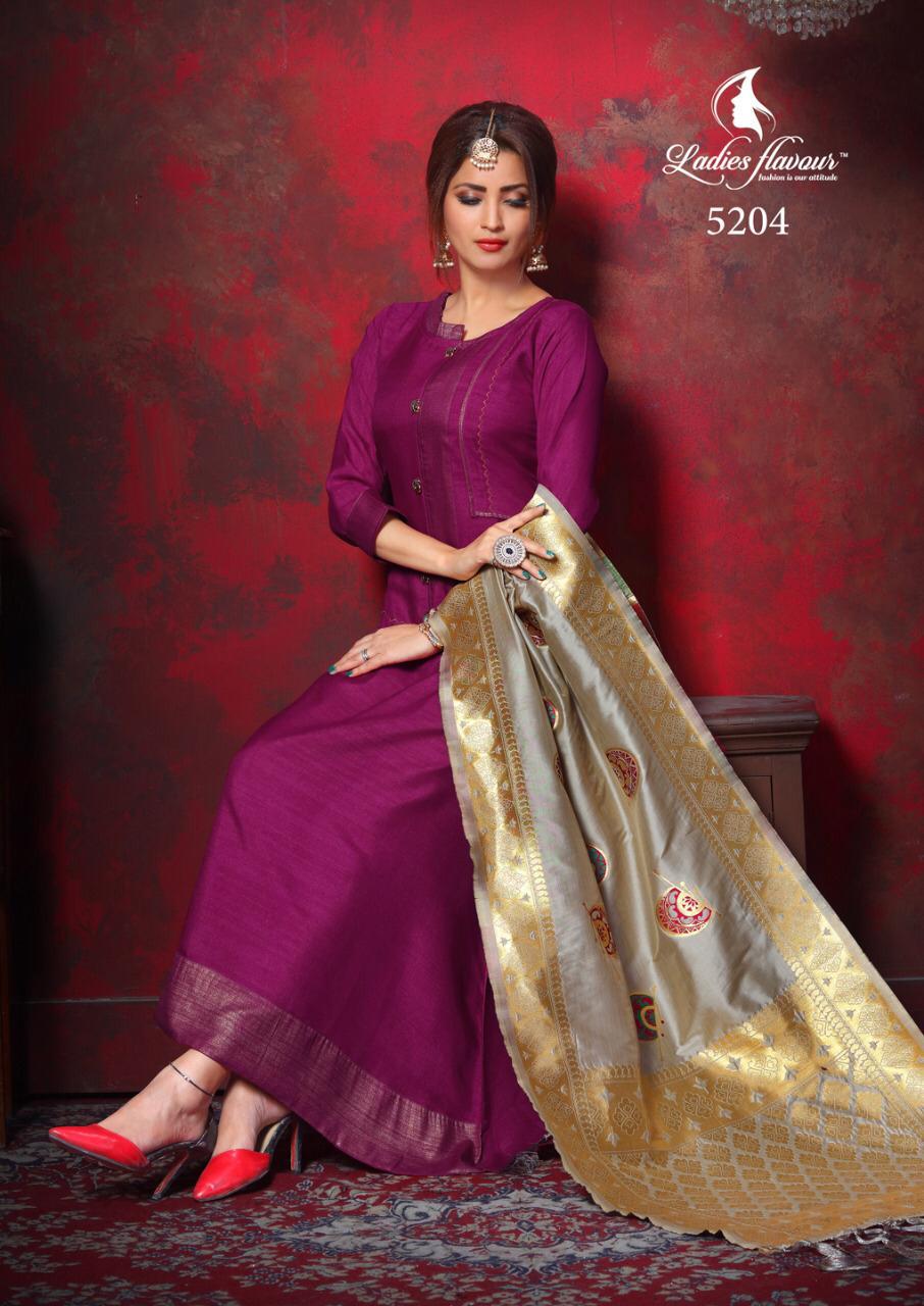 Ladies Flower Presents Manikarnika Vol-2 Beautiful Designer Gown Style Kurtis With Dupattas Collection