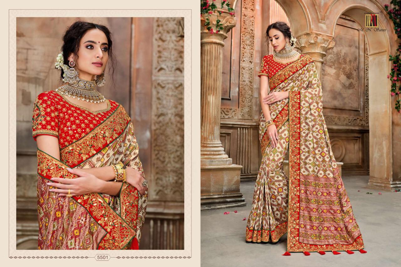 Mn House Presents Resham Dhaga 5501 To 5516 Series Bridal Designer Wedding Wear Patan Patola Pure Silk Sarees Catalog Wholesaler