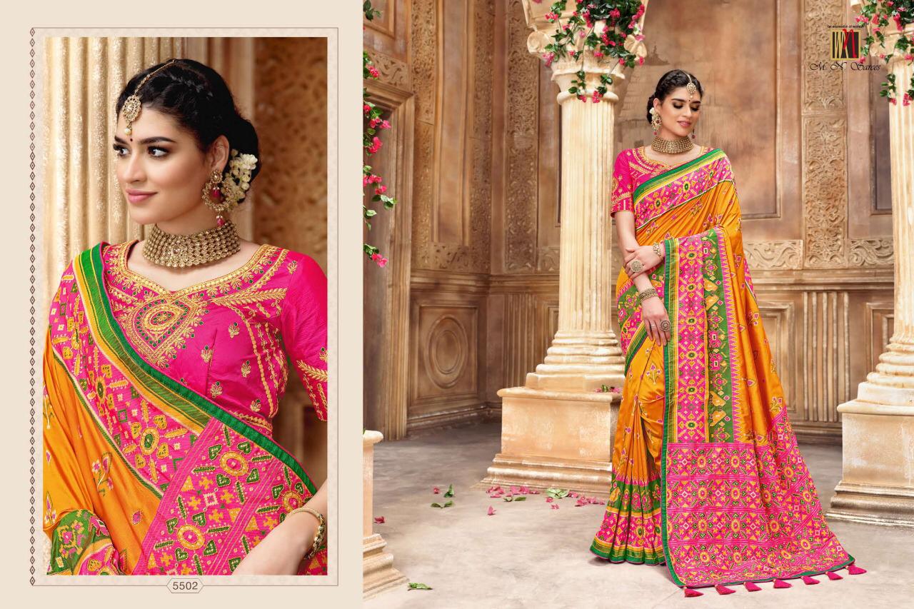 Mn House Presents Resham Dhaga 5501 To 5516 Series Bridal Designer Wedding Wear Patan Patola Pure Silk Sarees Catalog Wholesaler