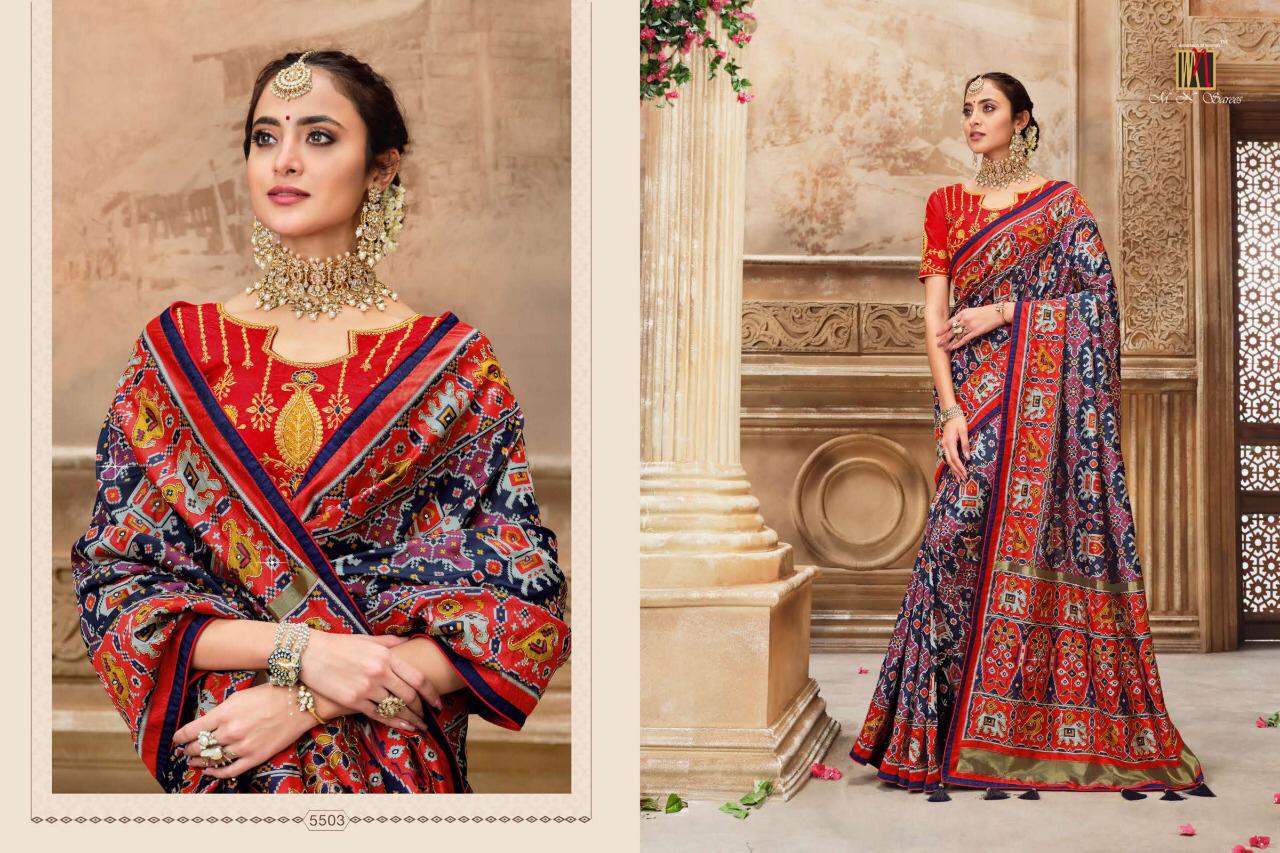 Mn House Presents Resham Dhaga 5501 To 5516 Series Bridal Designer Wedding Wear Patan Patola Pure Silk Sarees Catalog Wholesaler