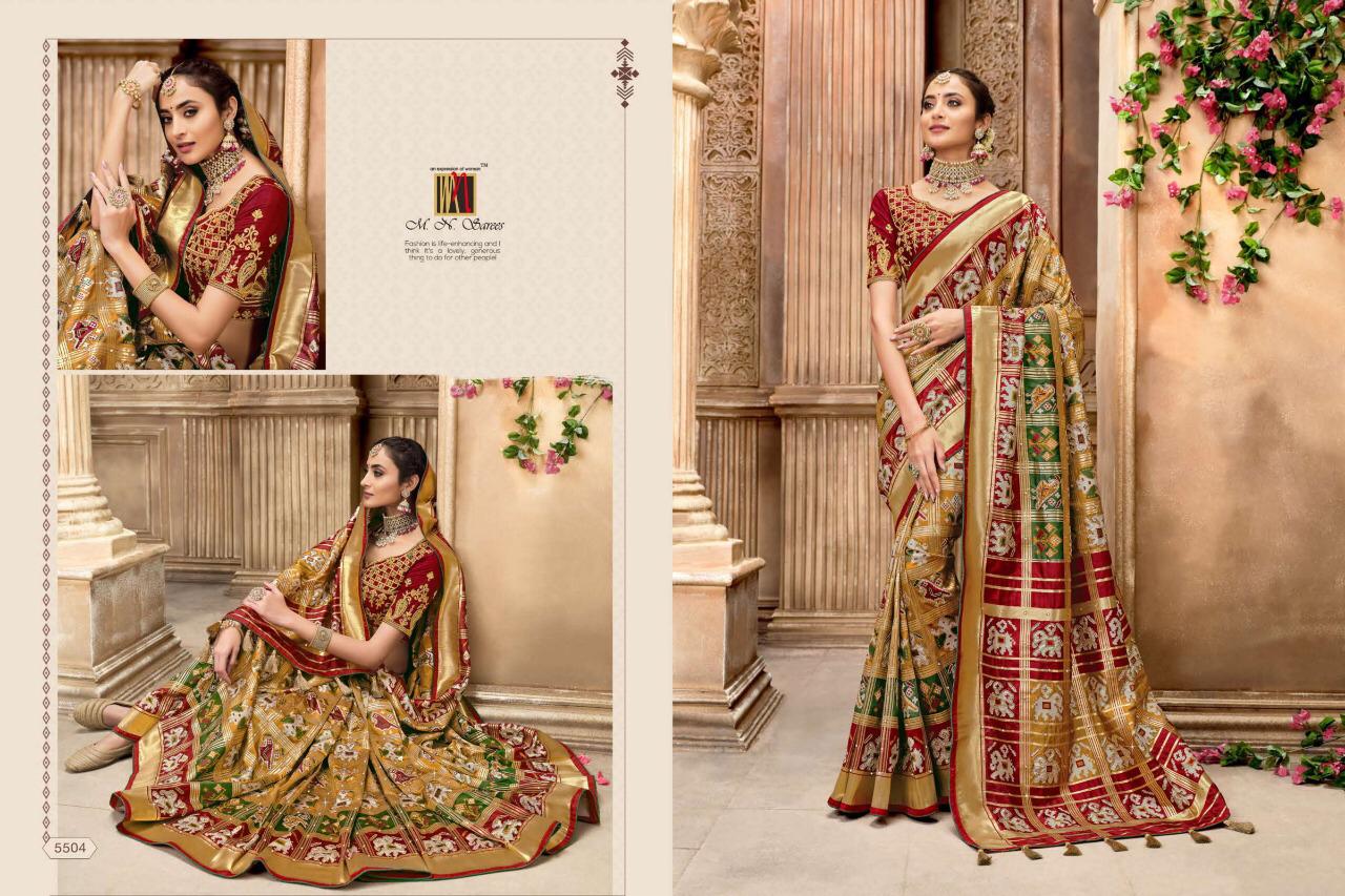 Mn House Presents Resham Dhaga 5501 To 5516 Series Bridal Designer Wedding Wear Patan Patola Pure Silk Sarees Catalog Wholesaler