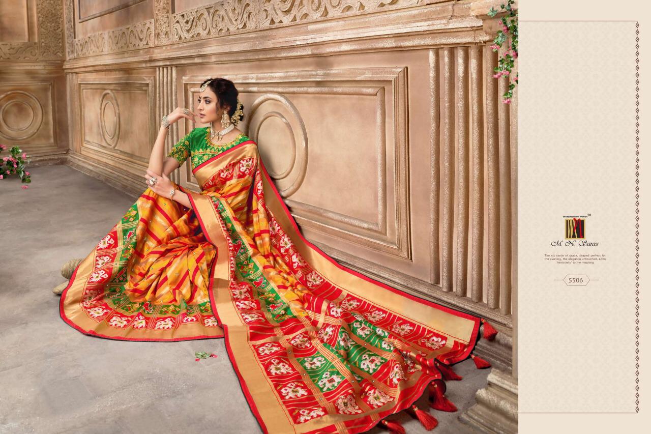 Mn House Presents Resham Dhaga 5501 To 5516 Series Bridal Designer Wedding Wear Patan Patola Pure Silk Sarees Catalog Wholesaler