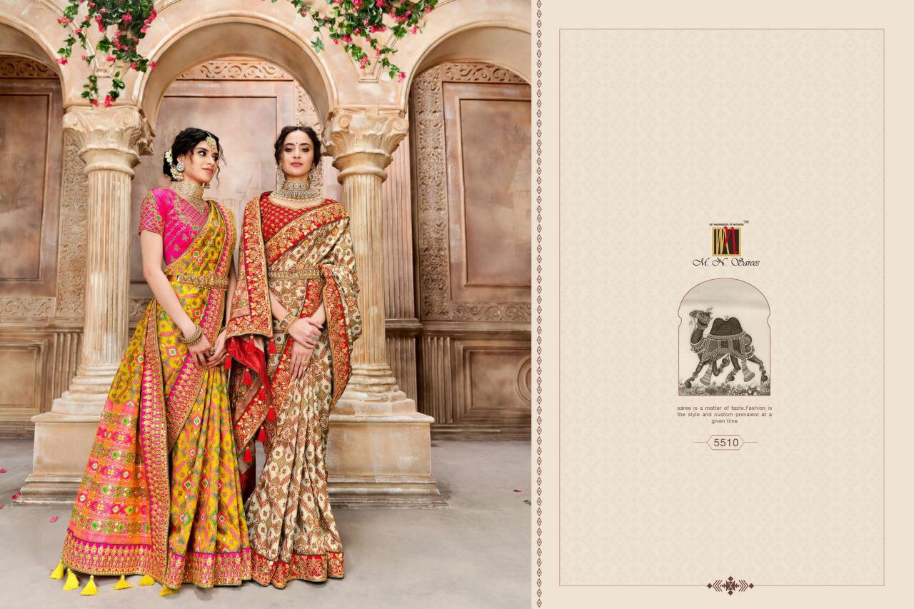 Mn House Presents Resham Dhaga 5501 To 5516 Series Bridal Designer Wedding Wear Patan Patola Pure Silk Sarees Catalog Wholesaler