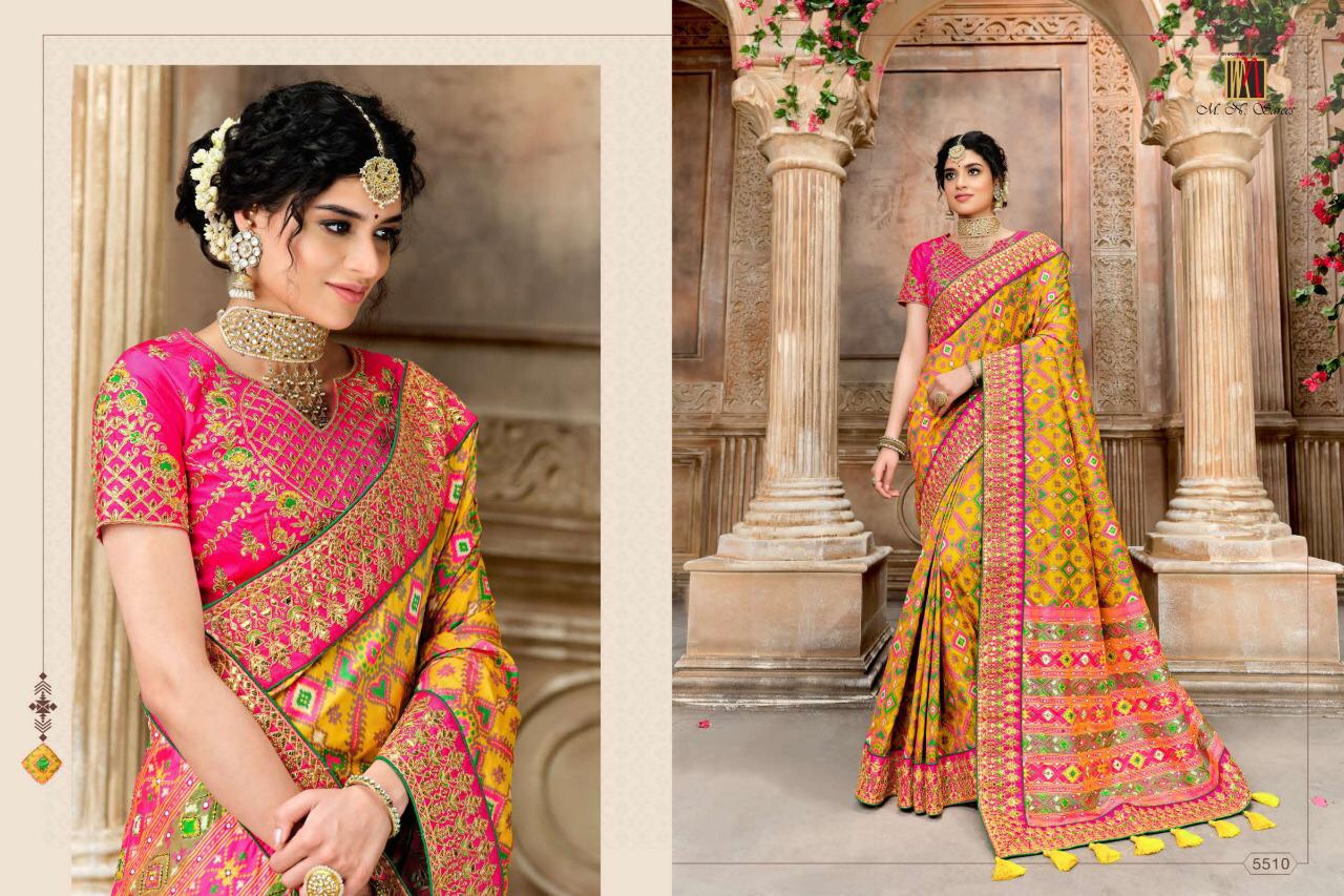Mn House Presents Resham Dhaga 5501 To 5516 Series Bridal Designer Wedding Wear Patan Patola Pure Silk Sarees Catalog Wholesaler