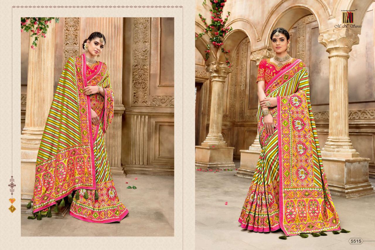 Mn House Presents Resham Dhaga 5501 To 5516 Series Bridal Designer Wedding Wear Patan Patola Pure Silk Sarees Catalog Wholesaler