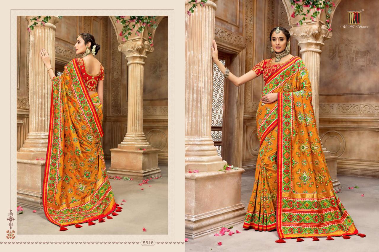 Mn House Presents Resham Dhaga 5501 To 5516 Series Bridal Designer Wedding Wear Patan Patola Pure Silk Sarees Catalog Wholesaler