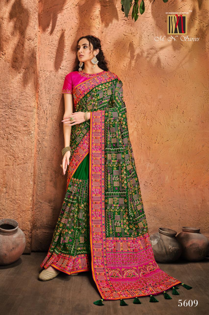 Mn Sarees Presents Kachi Work 5601 To 5609 Series Heavy Wedding Wear Bridal Designer Sarees Catalog Wholesaler And Exporters