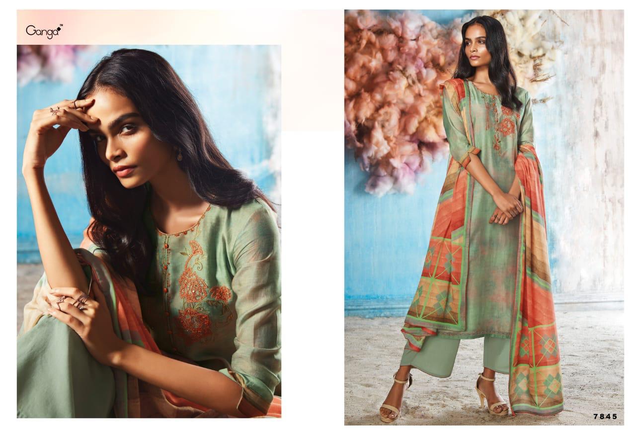 Ganga Presents Roisin 7837 To 7845 Pure Bemberg Pakistani Style Salwar Suit Wholesaler