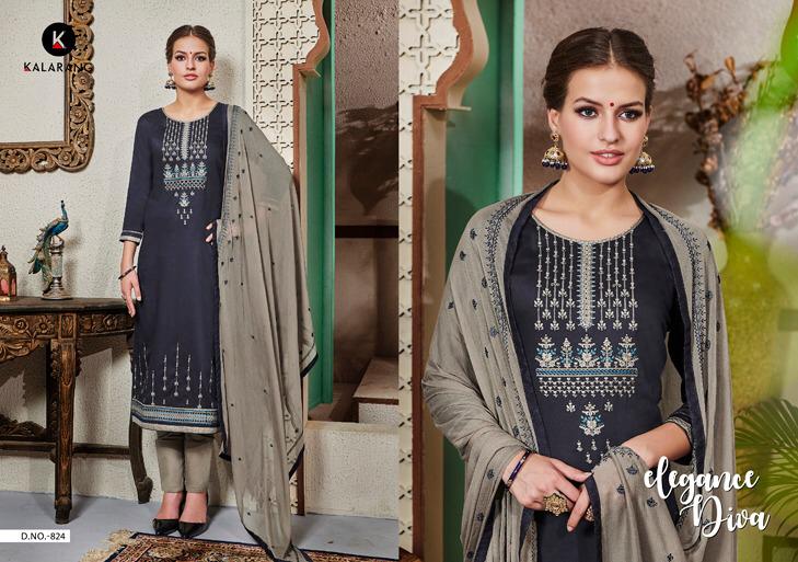Kalarang Presents Merigold Cotton With Heavy Embroidery Work Straight Salwar Suit Catalog Wholesaler