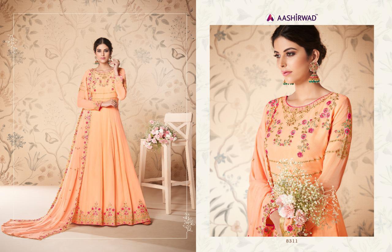 Aashirwad Presents Saloni Real Georgette Beautiful Designer Party Wear Gown Collection