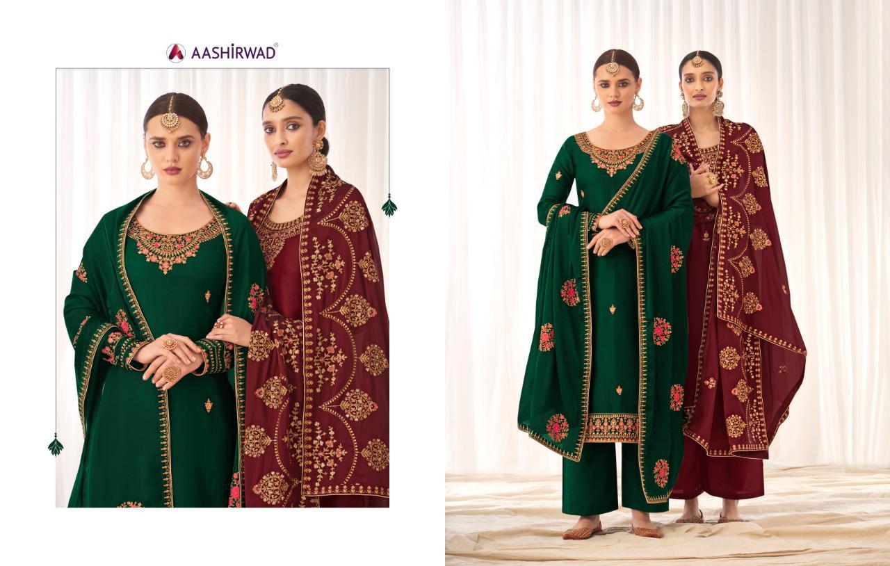 Aashirwad Presents Rashmi Tussar Silk Beautiful Designer Straight Plazzo Salwar Suit Wholesaler