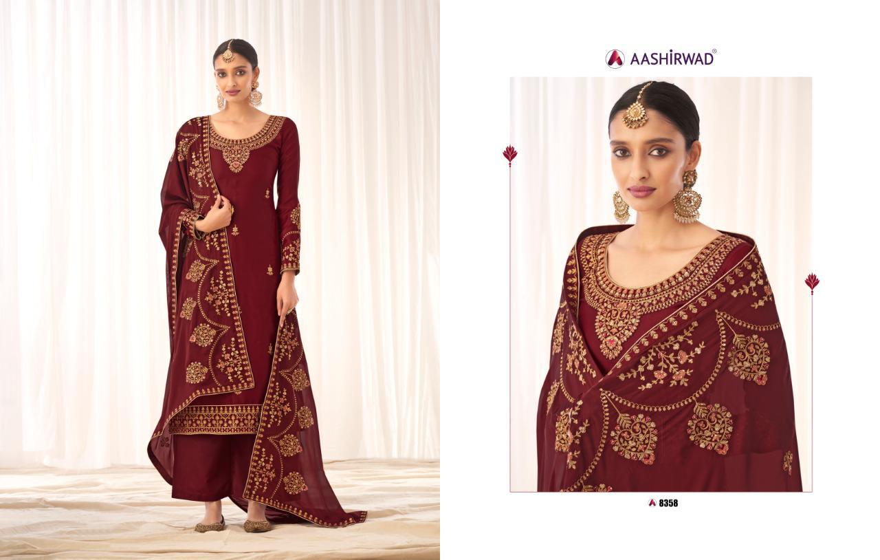 Aashirwad Presents Rashmi Tussar Silk Beautiful Designer Straight Plazzo Salwar Suit Wholesaler