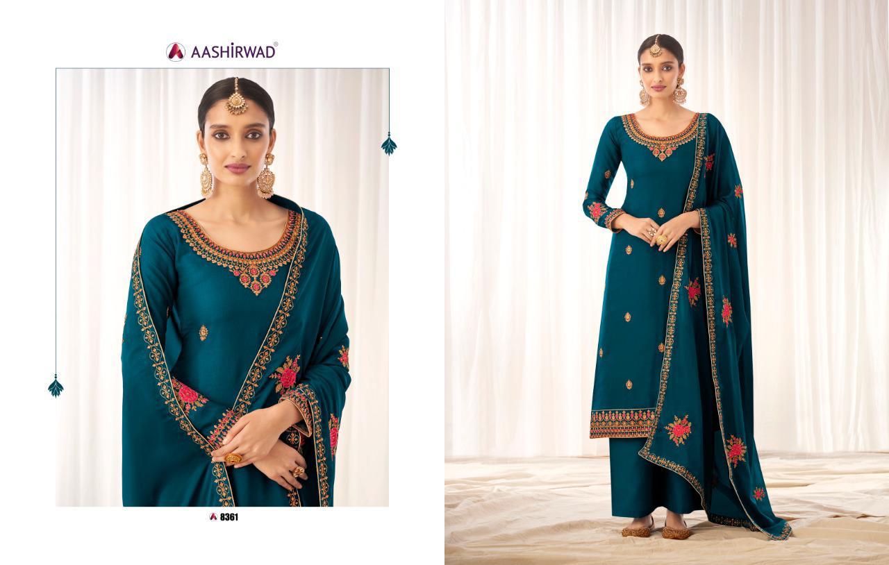 Aashirwad Presents Rashmi Tussar Silk Beautiful Designer Straight Plazzo Salwar Suit Wholesaler