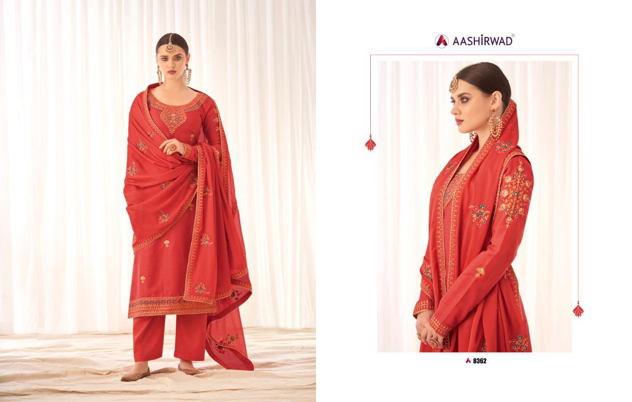 Aashirwad Presents Rashmi Tussar Silk Beautiful Designer Straight Plazzo Salwar Suit Wholesaler