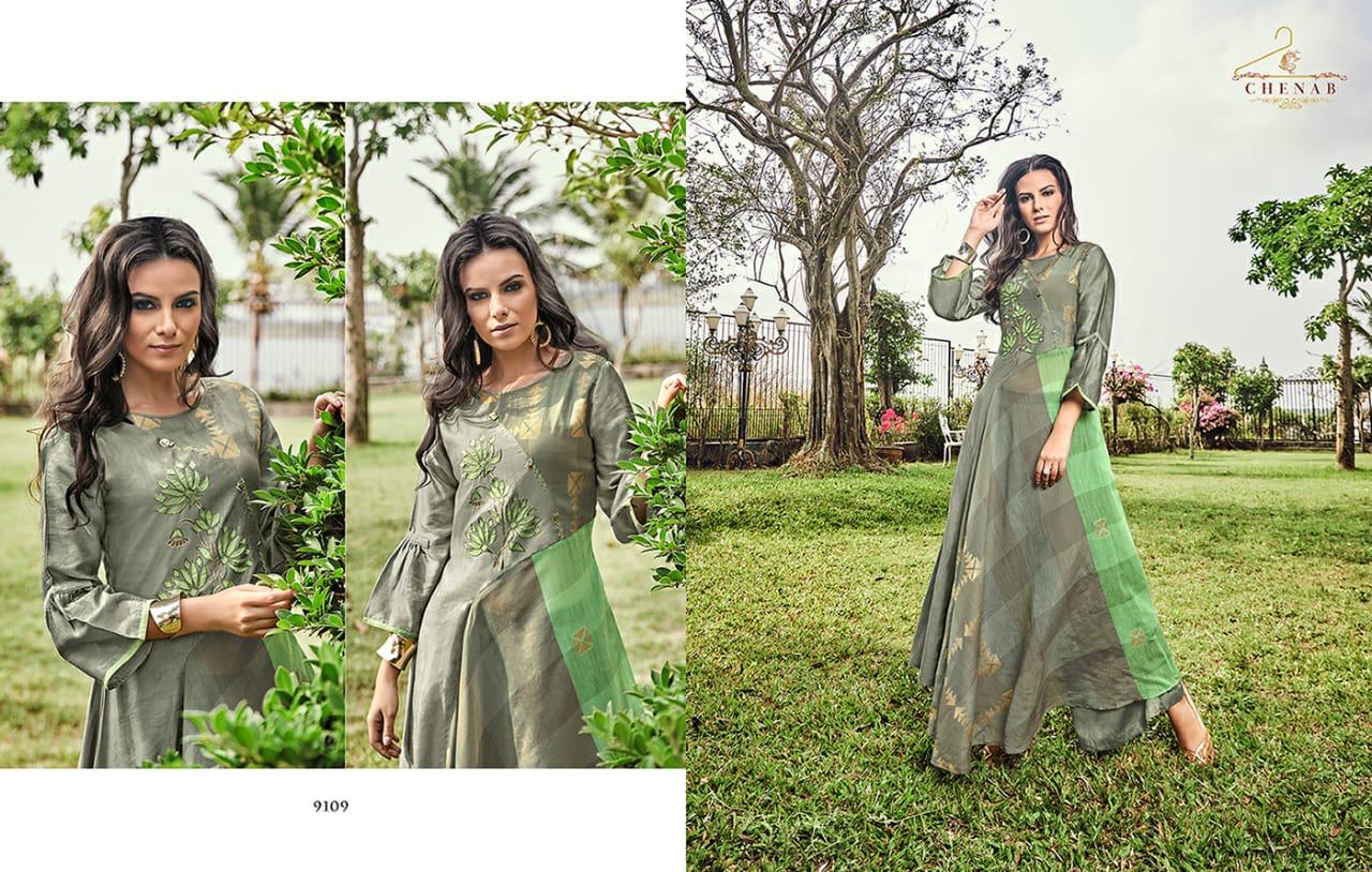 Swagat Presents Chenab 9101 To 9109 Series Beautiful Party Wear Gown Style Kurtis Catalog Wholesaler