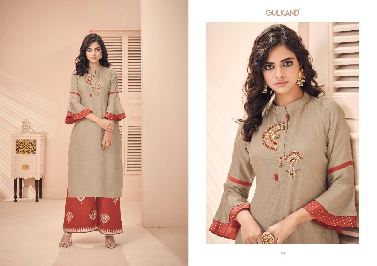 Gulkand Designer Presents Mirror Dolla Silk Kurti With Plazzo Collection