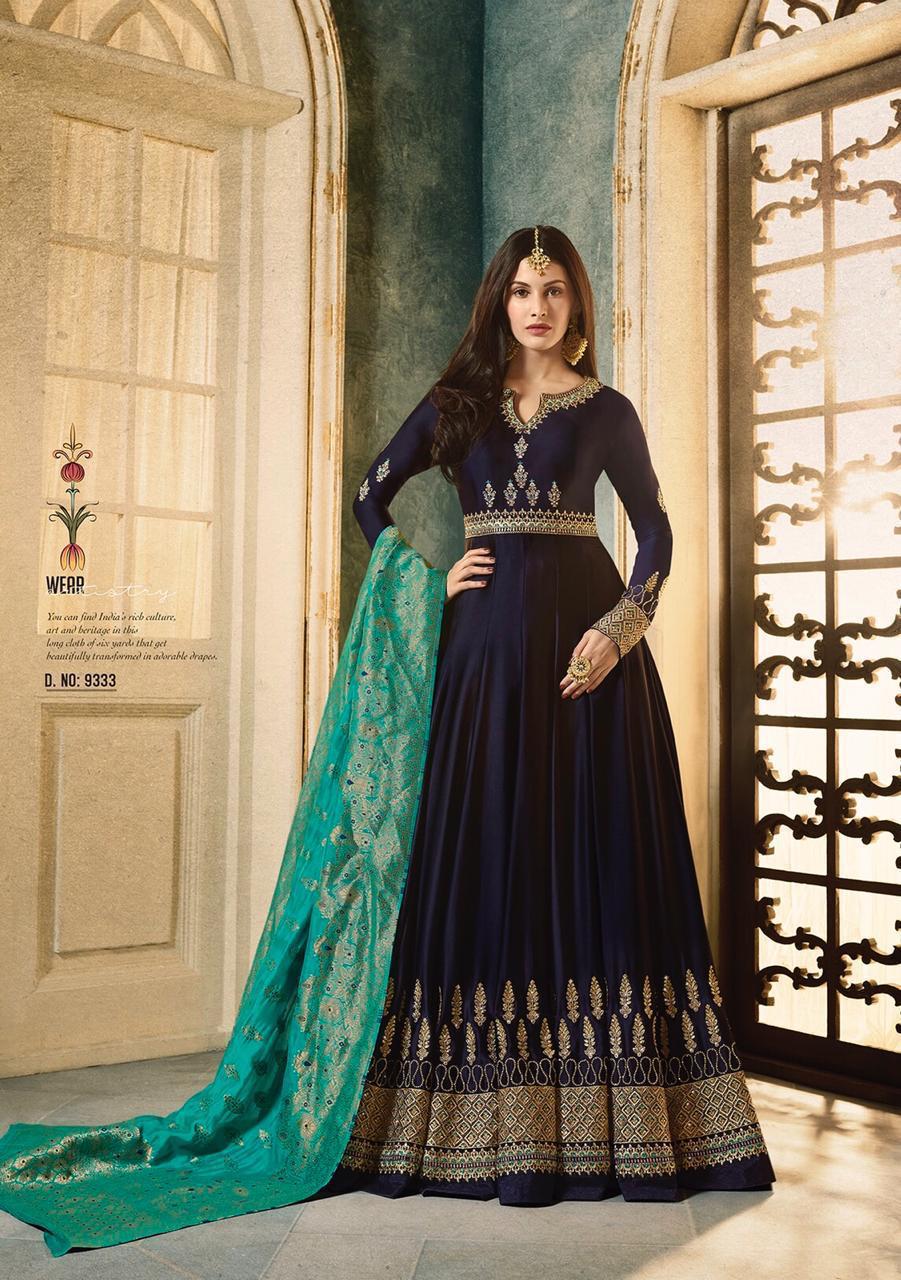 Glossy Presents Anubha Satin Georgette Beautiful Party Wear Gown Collection