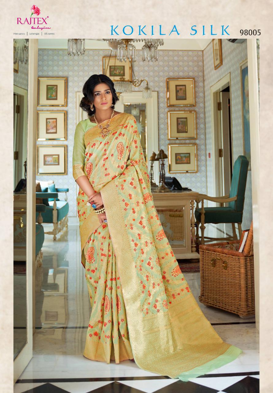Rajtex Presents Kokila Silk Handloom Weaving Silk Indian Festive Wear Silk Sarees Catalog Exporteres