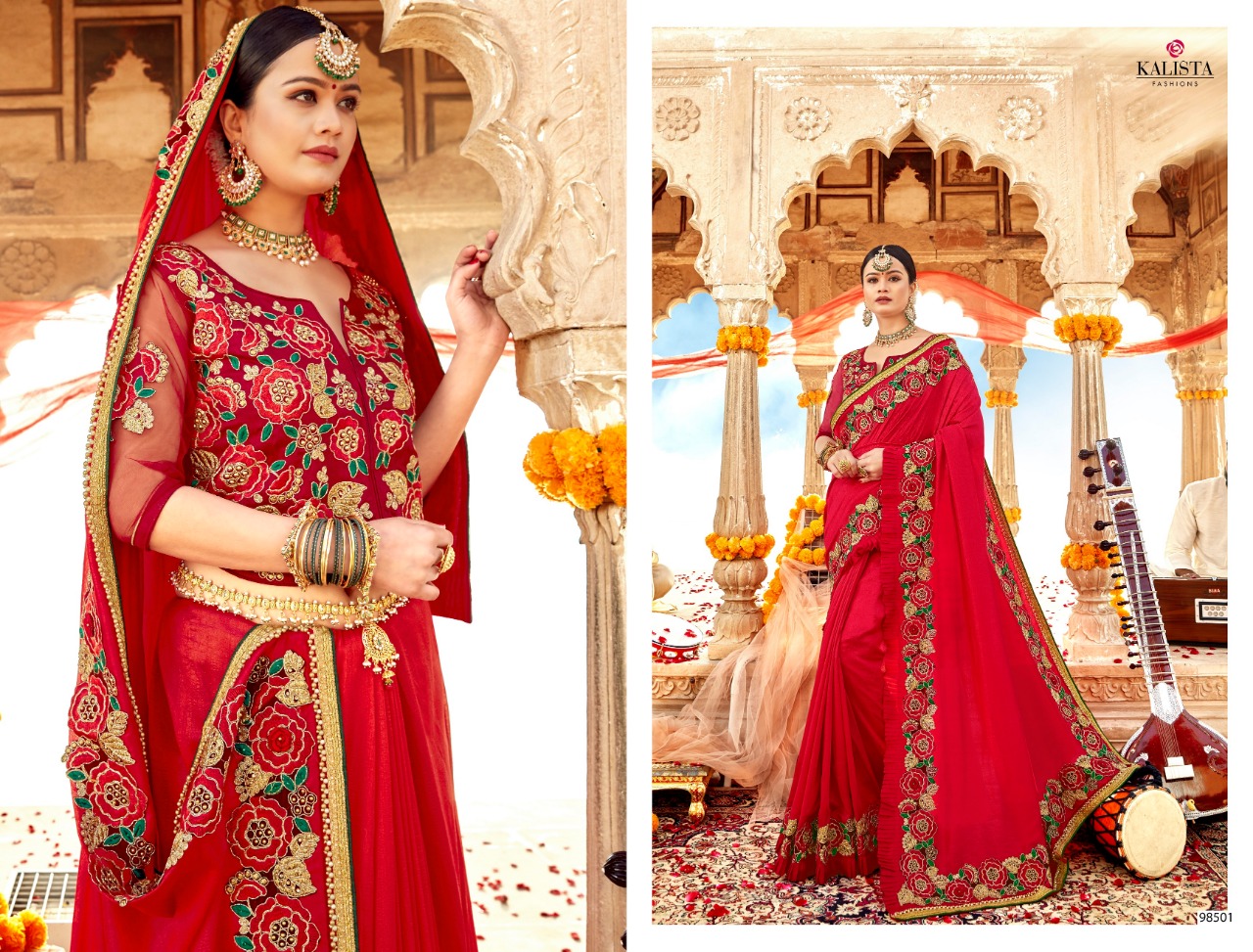 Kalista Presents Rani Sahiba Heavy Embroidery Designer Work Sarees Catalog Wholesaler