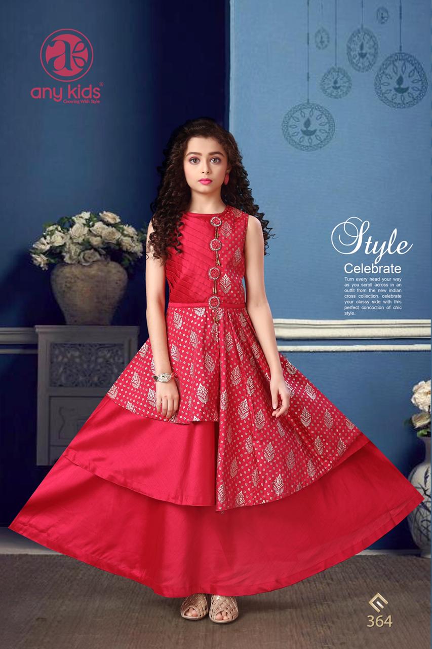 Any Kids Presents D.no.364 Exclusive Designer Kidswear Jobra Silk With Foil And Handwork Gown Catalog Wholesaler In Surat