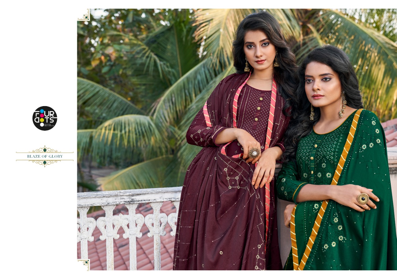 Fourdots Presents Shubharambh Vol-2 Modal Satin With Fancy Work Charming Look Salwar Suits Wholesaler