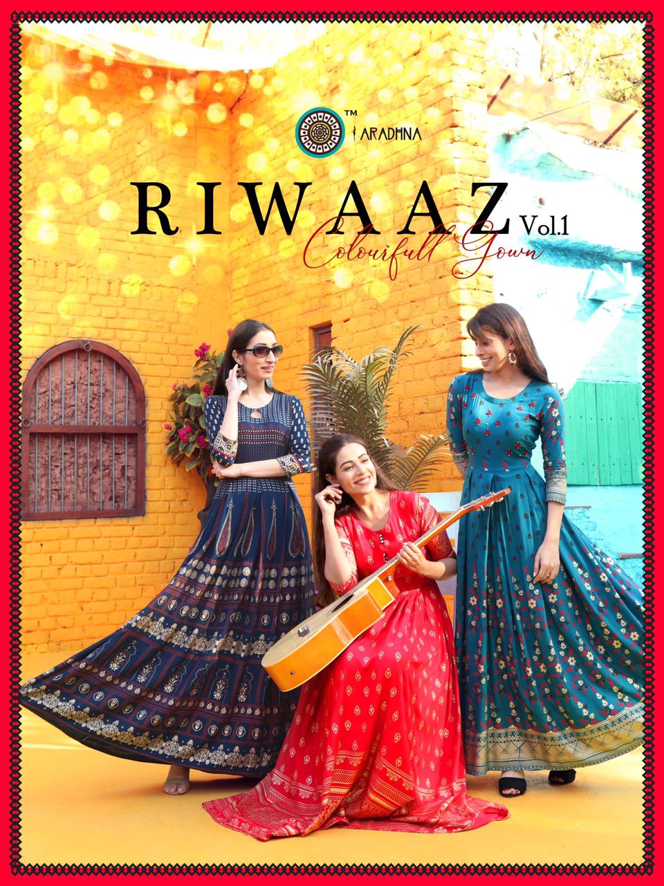 Aradhna Presents Riwaaz Vol-1 Heavy Rayon Fancy Designer Gown Style Kurtis Catalog
