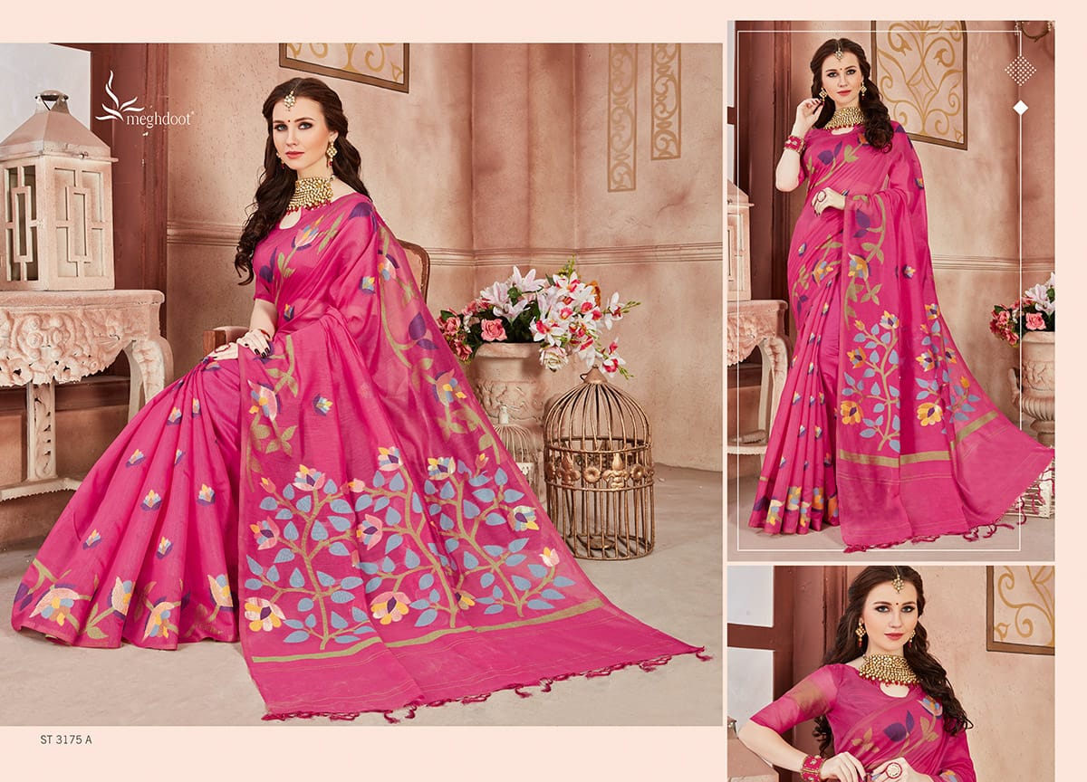 Meghdoot Presents Blossom Chanderi Weaving Designer Sarees Cataloge Wholesaler