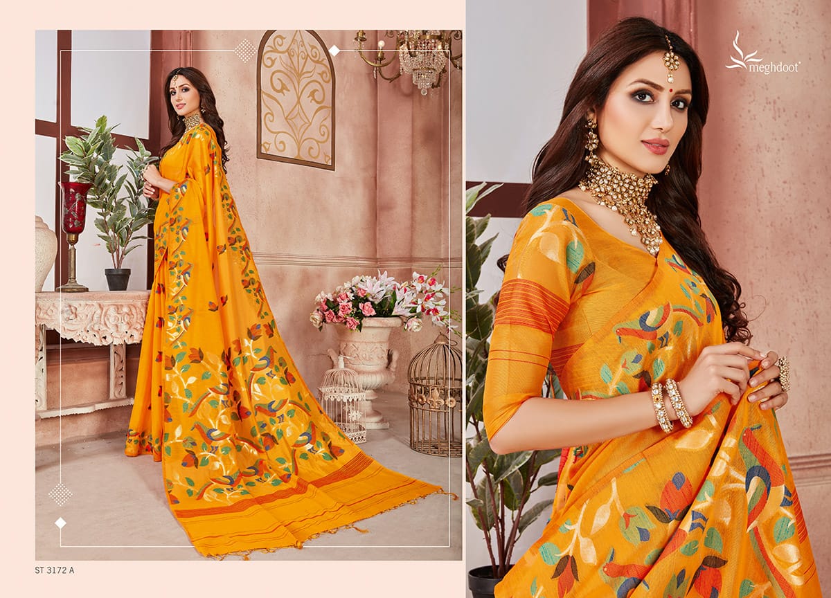 Meghdoot Presents Blossom Chanderi Weaving Designer Sarees Cataloge Wholesaler