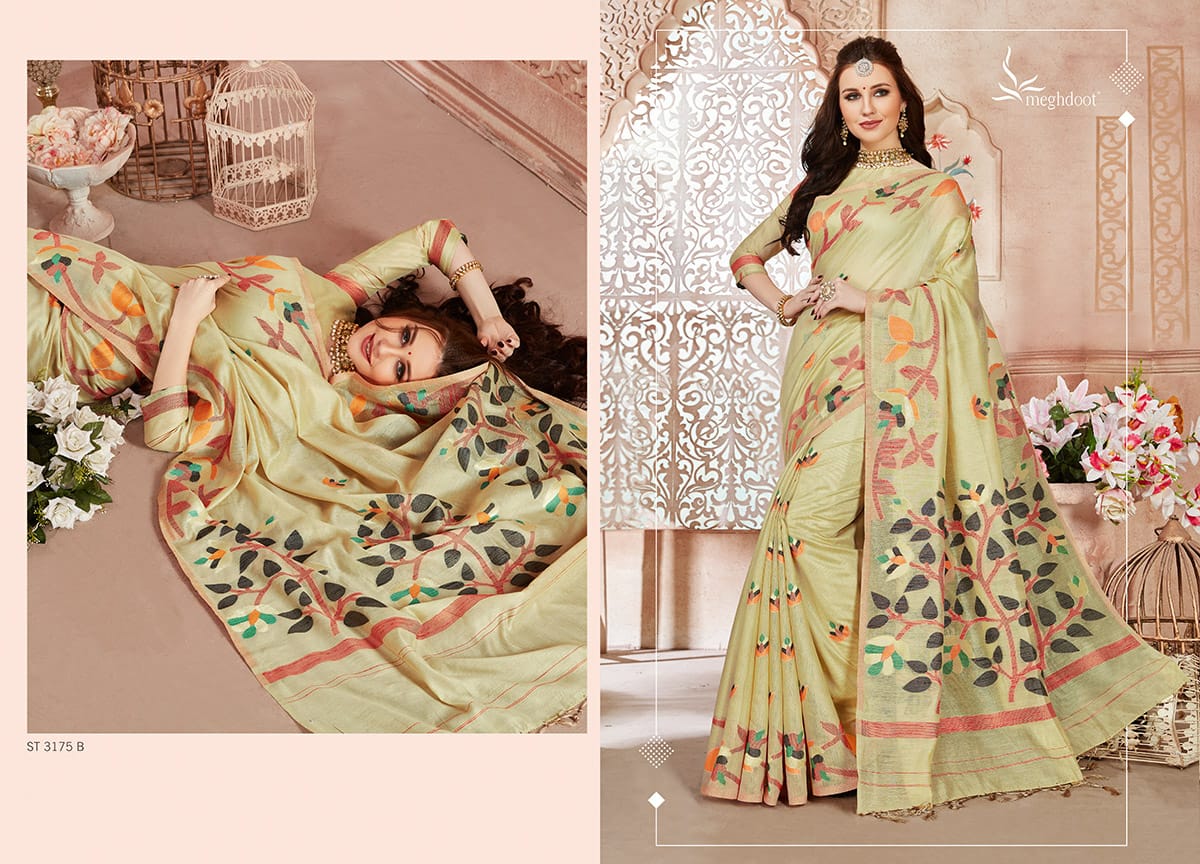 Meghdoot Presents Blossom Chanderi Weaving Designer Sarees Cataloge Wholesaler