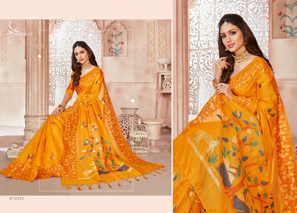 Meghdoot Presents Blossom Chanderi Weaving Designer Sarees Cataloge Wholesaler