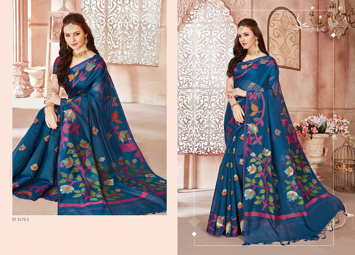 Meghdoot Presents Blossom Chanderi Weaving Designer Sarees Cataloge Wholesaler