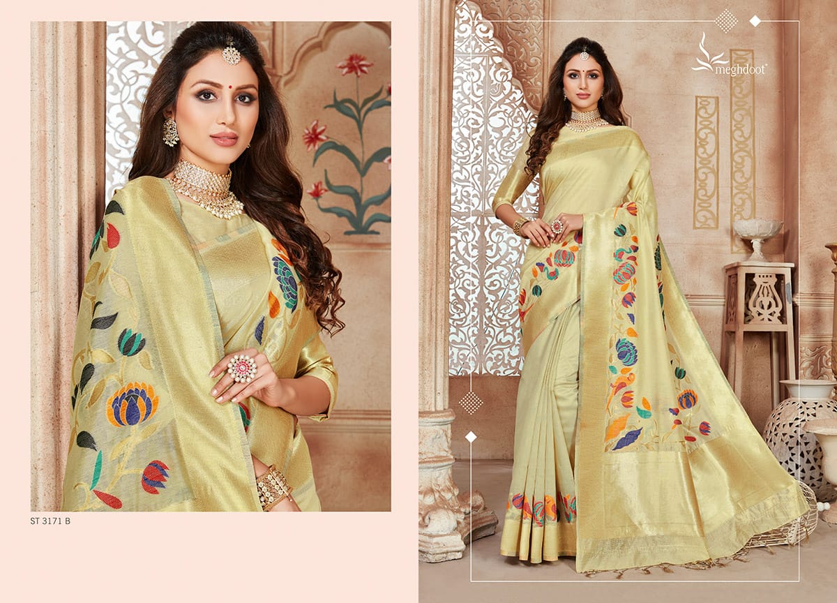 Meghdoot Presents Blossom Chanderi Weaving Designer Sarees Cataloge Wholesaler