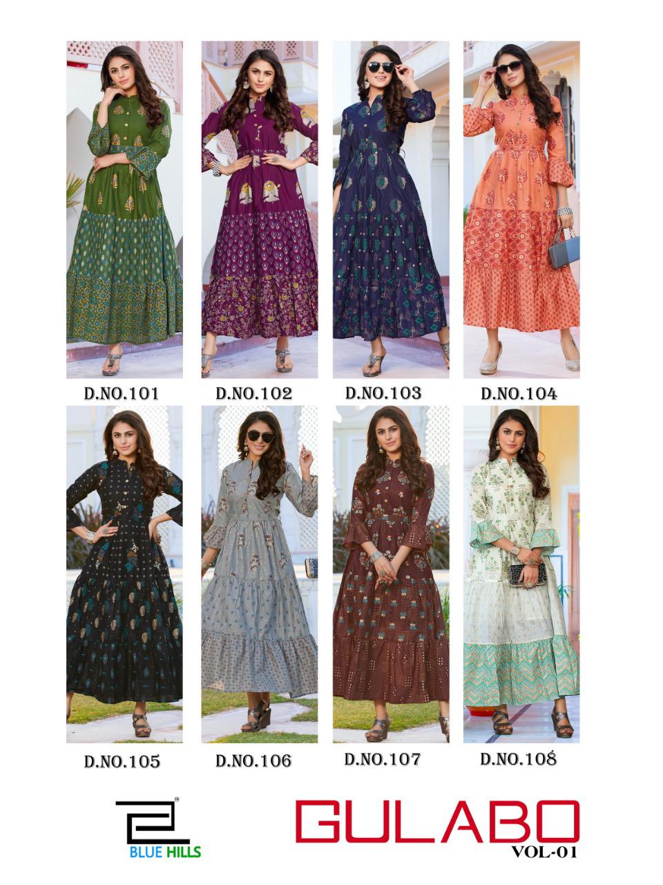 creta long gown in hit prints 7 colours full flair dailywear gown collection