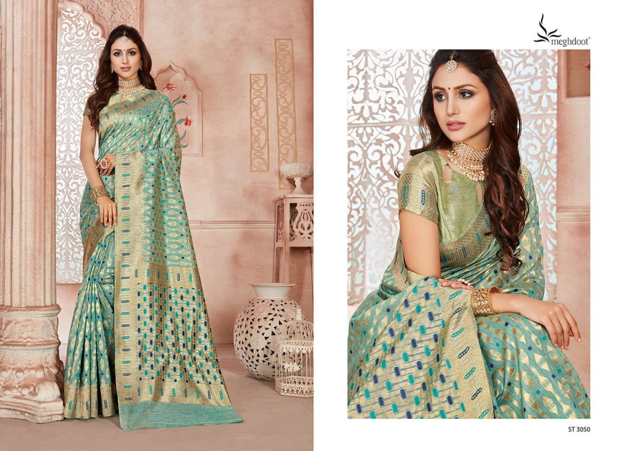 Meghdoot Presents Blush Jute Silk Designer Traditional Wear Sarees Cataloge Wholesaler