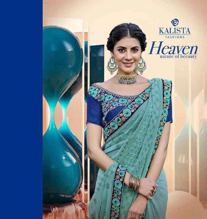 Kalista Presents Heaven Designer Heavy Embroidery Work Sarees Catalog Wholesaler