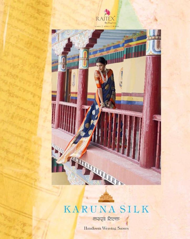 Rajtex Presents Karuna Silk Krystal Sona Chandi Satin Patta Border Sarees Catalog Wholesaler