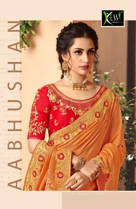 Kessi Presents Aabhushan Designer Party Wear Heavy Blouse Concept Sarees Catalog Wholesaler