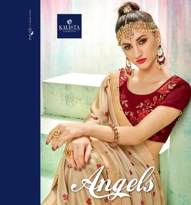 Kalista Presents Angels Designer Heavy Embroidery Work Blouse Sarees Catalog Wolesaler