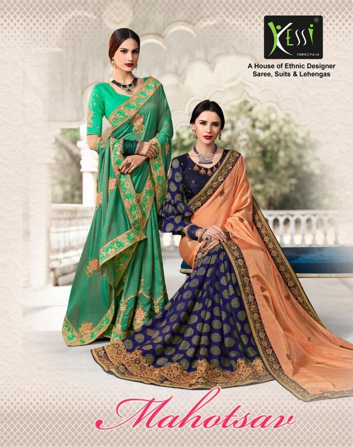 Kessi Fabrics Presents Mahotsav Two Tone Embroidery Work Sarees Collection