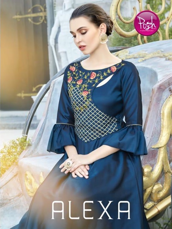 Posh Presents Alexa Ethinic Wear Simple Designer Silk Gown Catalog Wholesaler