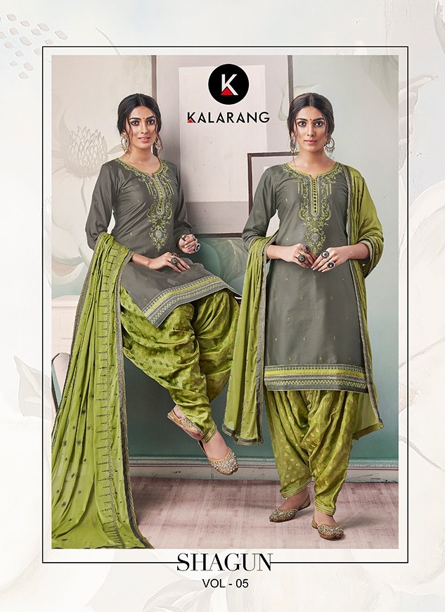 Kalarang Presents Shagun Vol-5 Pure Jam Silk Cotton With Work Punjabi Style Patiala Salwar Suit Wholesaler