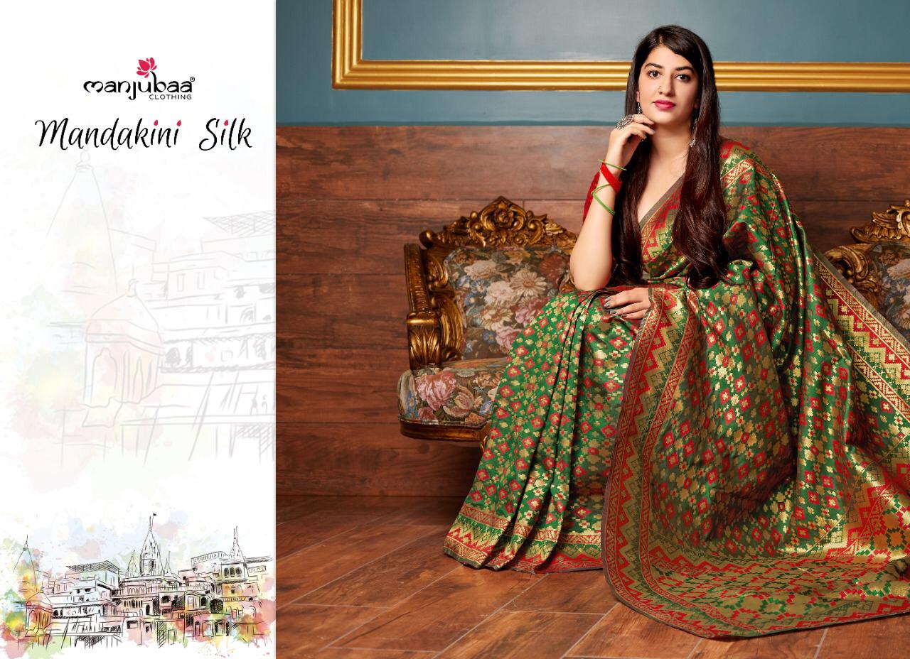 Manjuba Presents Mandakini Silk Party Wear Banarasi Silk Sarees Catalog Wholesaler