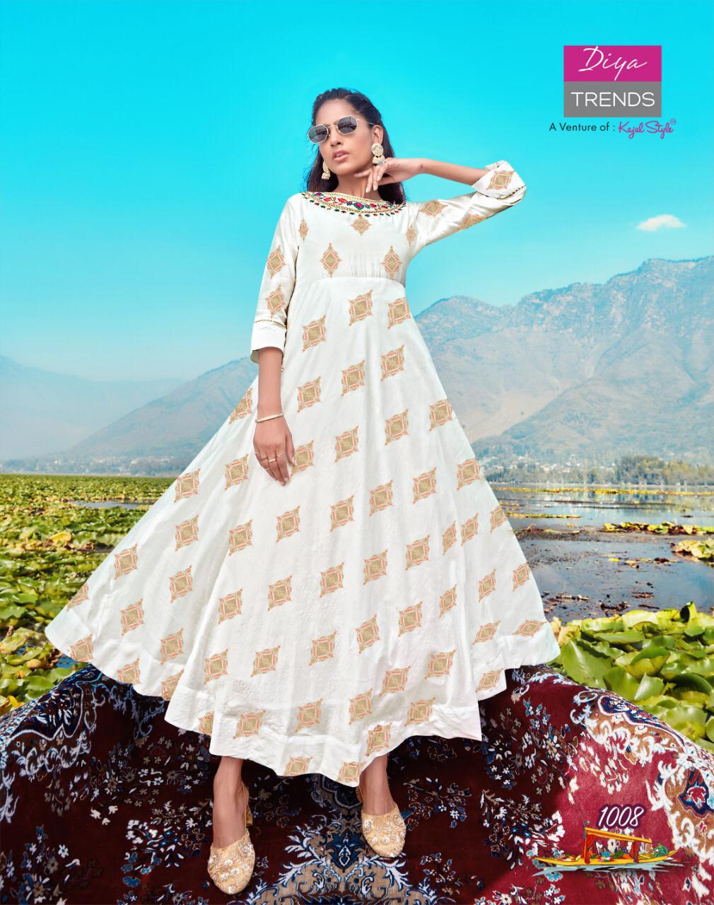 Diya Trends Presents Fashion Festive Vol-1 Modal Chanderi Kurtis With Plazzo And Pant And Sarara Cataloge Wholesaler