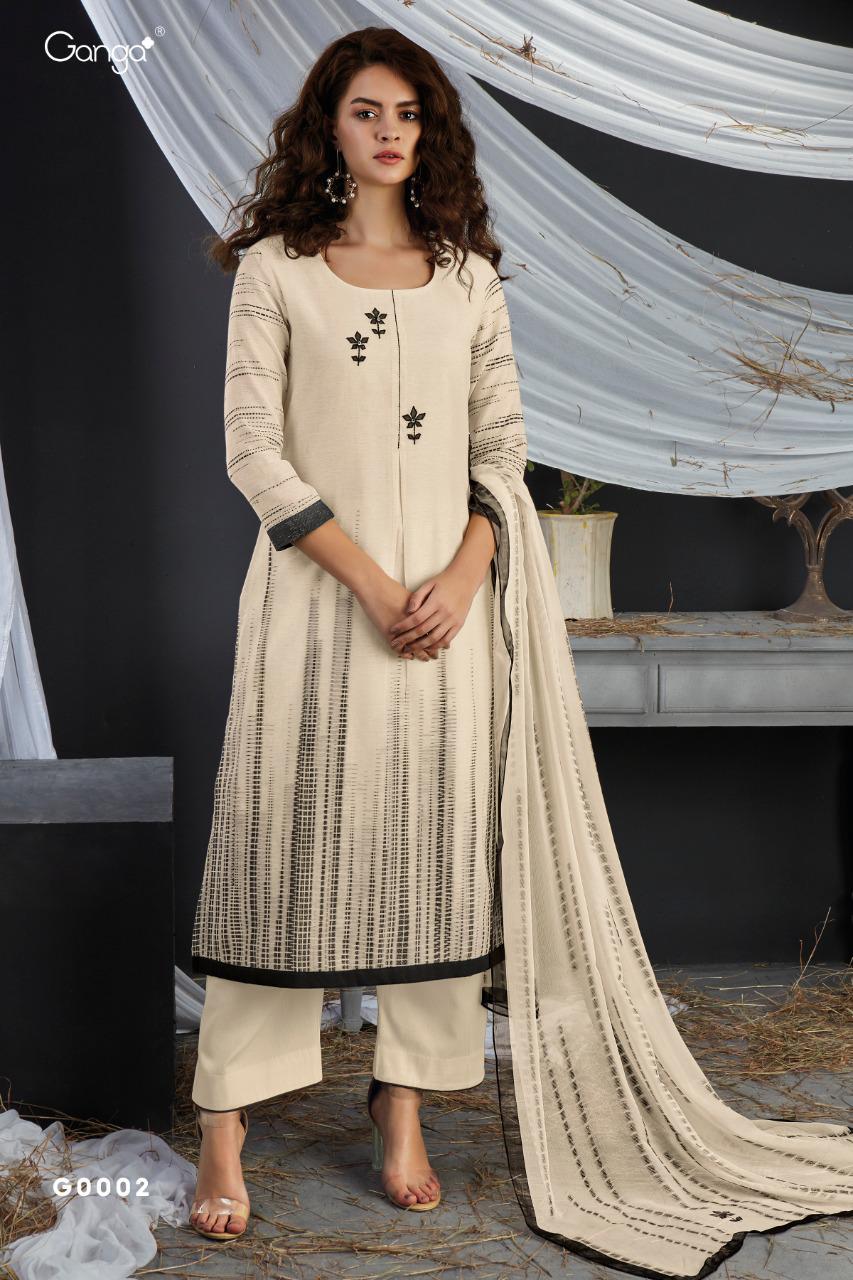 Ganga Suit Presents Emma Silk Jacquard Embroidery Work Salwar Suit Wholesaler