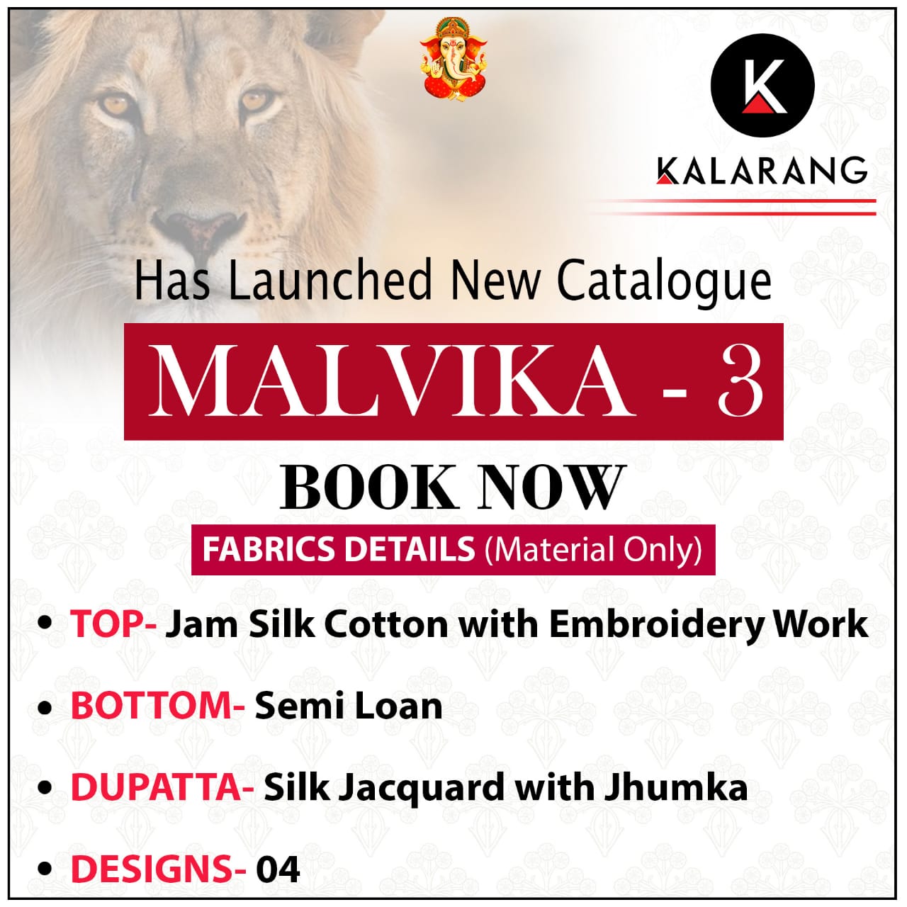 Kalarang Presents Malvika Vol-3 Jam Silk Cotton With Embroidery Work Salwar Suit Wholesaler