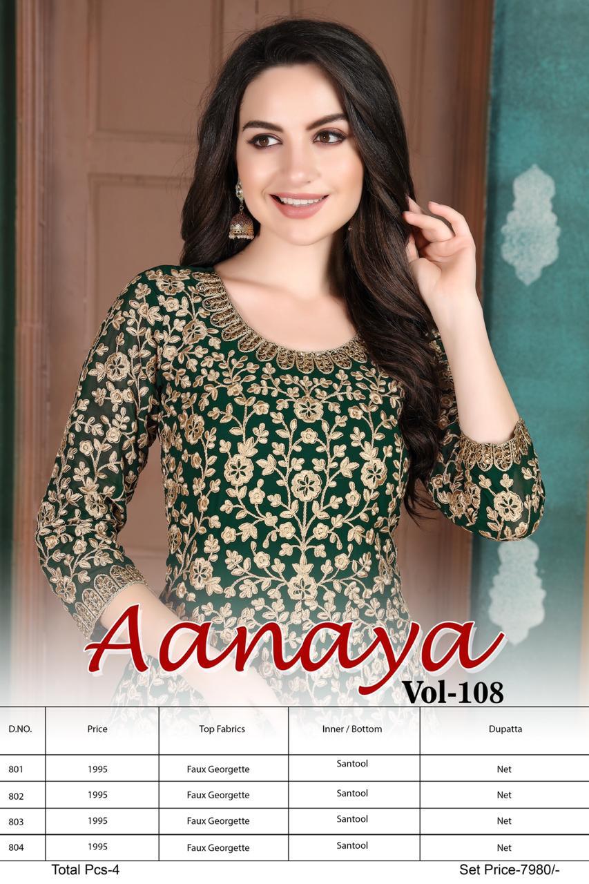 Twisha Presents Aanaya Vol-108 Fox Georgette Heavy Designer Gown Collection