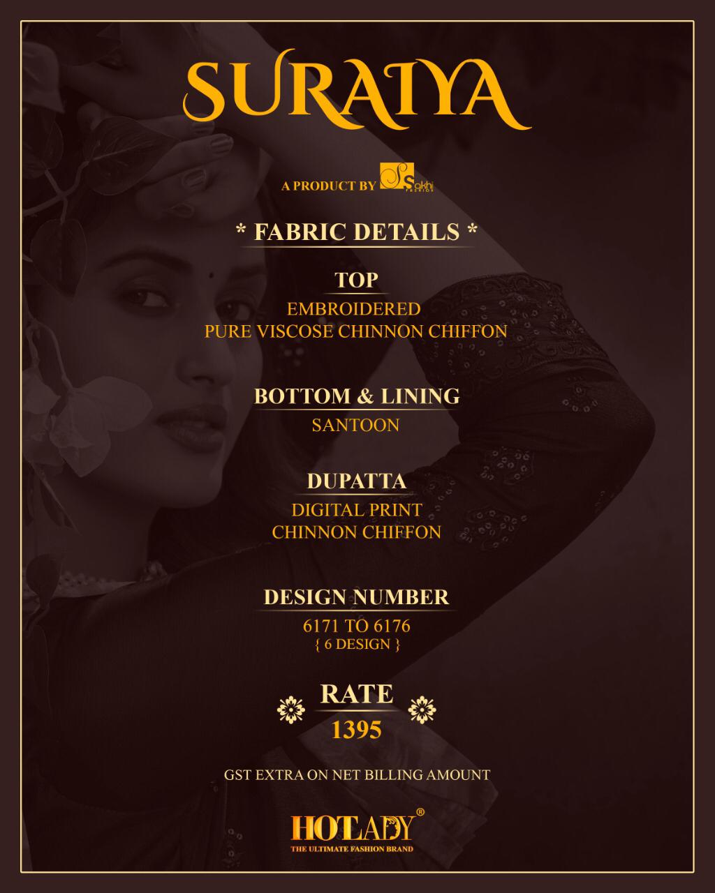 Hotlady Presents Suraiya 6171 To 6176 Series Emboirdery Work Pure Viscose Chinon Plazzo Style Salwar Suit Catalog Wholesaler