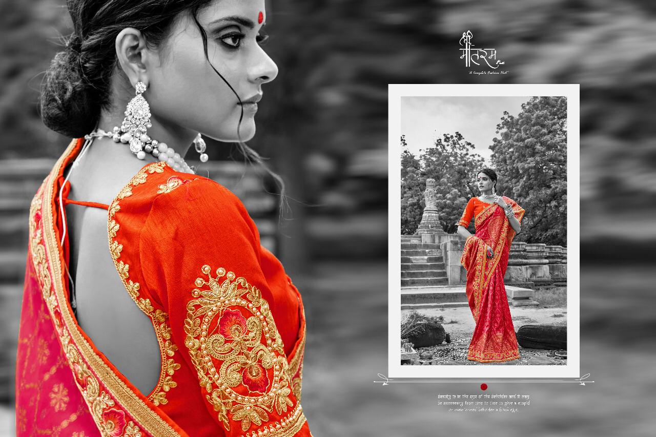 Shree Maataram Presents Vraj Vatika Weaving Silk Party Wear Heavy Look Sarees Wholesaler