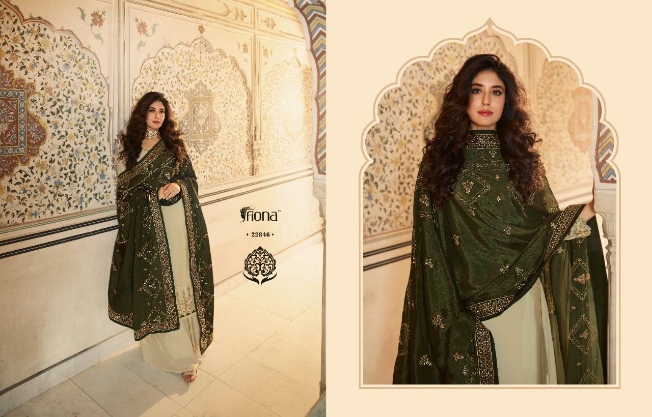 Fiona Presents Ameena 22841-22847 Series Satin Muslin Party Wear Salwar Suit Special Offer Cataloge Collection