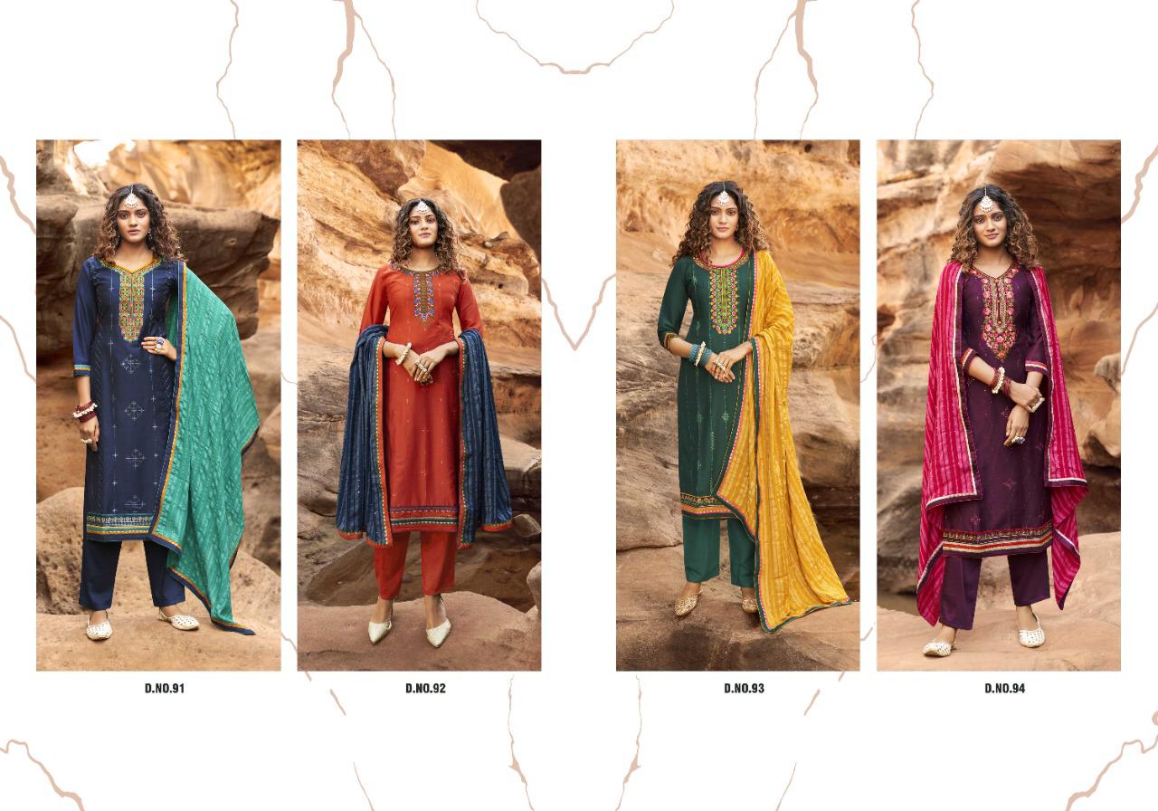 Four Dots Presents Baani Parampara Silk Party Wear Straight Salwar Suit Wholesaler